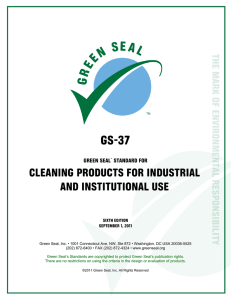GS-37 CLEANING PRODUCTS FOR INDUSTRIAL AND INSTITUTIONAL USE