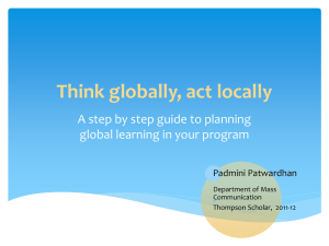 Think globally, act locally A step by step guide to planning