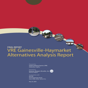 VRE Gainesville-Haymarket Alternatives Analysis Report FINAL REPORT Virginia Railway Express (VRE)