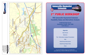 2 PUBLIC WORKSHOP VRE Gainesville-Haymarket Extension Feasibility Study and Alternatives Analysis