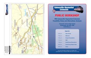 PUBLIC WORKSHOP VRE Gainesville-Haymarket Extension Feasibility Study and Alternatives Analysis