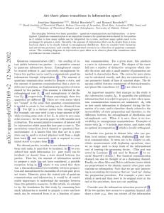 Are there phase transitions in information space? Jonathan Oppenheim