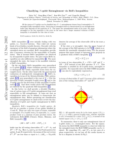 Classifying N-qubit Entanglement via Bell’s Inequalities Sixia Yu , Zeng-Bing Chen