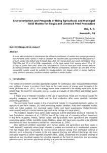 Characterization and Prospects of Using Agricultural and Municipal