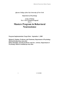 Masters Program in Behavioral Neuroscience