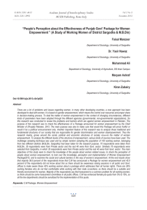 “People’s Perception about the Effectiveness of Punjab Govt’ Package for... Empowerment ” (A Study of Working Women of District Sargodha...