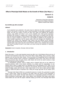 Effect of Municipal Solid Waste on the Growth of Maize... Academic Journal of Interdisciplinary Studies Simeon P. O. Ambah B.