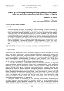 Extent of Availability of Safety Instruments/Equipment in Science