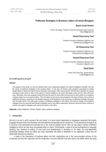 Politeness Strategies in Business Letters of Iranian Managers MCSER Publishing, Rome-Italy