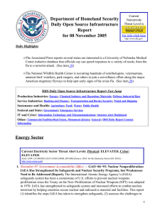 Department of Homeland Security Daily Open Source Infrastructure Report for 08 November 2005