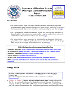 Department of Homeland Security Daily Open Source Infrastructure Report for 21 February 2006