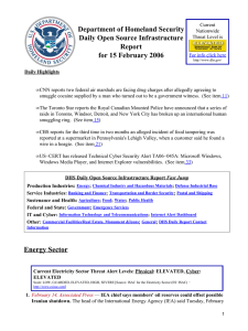 Department of Homeland Security Daily Open Source Infrastructure Report for 15 February 2006