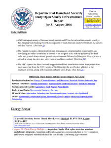 Department of Homeland Security Daily Open Source Infrastructure Report for 31 August 2006