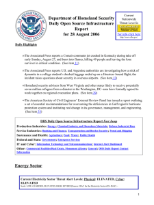 Department of Homeland Security Daily Open Source Infrastructure Report for 28 August 2006