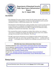Department of Homeland Security Daily Open Source Infrastructure Report for 11 August 2006