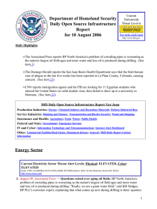 Department of Homeland Security Daily Open Source Infrastructure Report for 10 August 2006