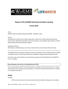 Report of the WoRMS Steering Committee meeting 8 June 2015