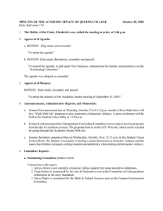 MINUTES OF THE ACADEMIC SENATE OF QUEENS COLLEGE October 20, 2005