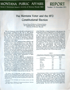 REPORT MONTANA PUBLIC AFFAIRS The Montana Voter and the 1972 Constitutional Election