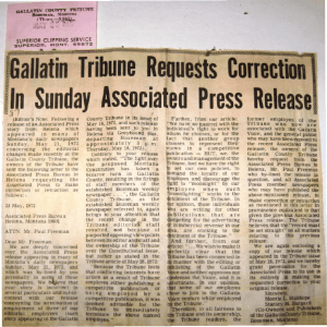 II' Gallatin Tribune Requests Correctiln Sunday Associ,ated Press Release -