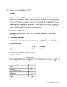 BSc (Hons) Actuarial Studies- SH 309