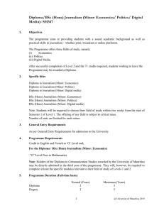 Diploma/BSc (Hons) Journalism (Minor: Economics/ Politics/ Digital Media)- SH347
