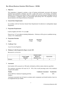 Bsc (Hons) Business Statistics With Finance – SH306