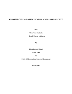 DEFORESTATION AND AFFORESTATION, A WORLD PERSPECTIVE