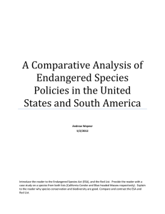 A Comparative Analysis of Endangered Species Policies in the United