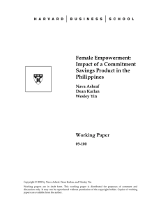Female Empowerment: Impact of a Commitment Savings Product in the Philippines