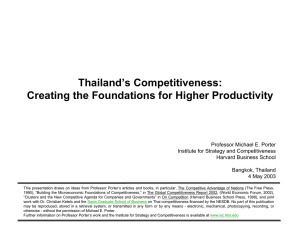 Thailand’s Competitiveness: Creating the Foundations for Higher Productivity