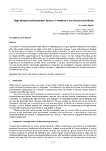 Wage Structure and Employment Structure Connection in the Albanian Labor... Academic Journal of Interdisciplinary Studies MCSER Publishing, Rome-Italy Dr. Imelda Sejdini