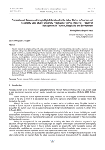 Preparation of Resources through High Education for the Labor Market... Hospitality Case Study: University “HaxhiZeka” in Peja (Kosovo) – Faculty...