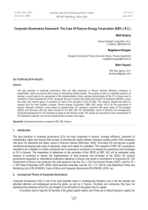 Corporate Governance Scorecard: The Case Of Kosovo Energy Corporation (KEK... Academic Journal of Interdisciplinary Studies MCSER Publishing, Rome-Italy Metë Beqiraj
