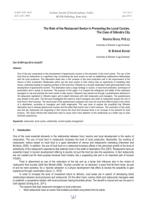 The Role of the Restaurant Sector in Promoting the Local... The Case of Shkodra City Academic Journal of Interdisciplinary Studies