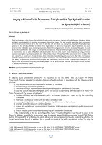 Integrity in Albanian Public Procurement. Principles and the Fight Against... Academic Journal of Interdisciplinary Studies MCSER Publishing, Rome-Italy
