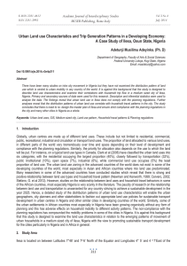 Urban Land use Characteristics and Trip Generation Patterns in a... A Case Study of Ilesa, Osun State, Nigeria