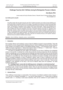 Challenges Faced by Girls Trafficked, during the Reintegration Process in... Academic Journal of Interdisciplinary Studies MCSER Publishing, Rome-Italy