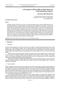 Is the Adoption of IFRS for SMEs an Added Value... Financial Reporting in Albania? Academic Journal of Interdisciplinary Studies