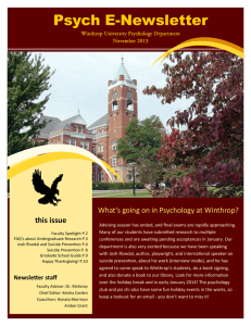 Psych E-Newsletter   this issue What’s going on in Psychology at Winthrop? 