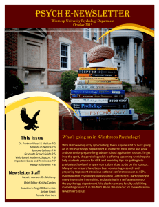 PSYCH E-NEWSLETTER  This Issue What’s going on in Winthrop’s Psychology?
