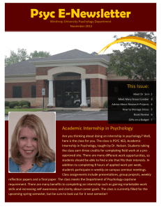 Psyc E-Newsletter This Issue:  Winthrop University Psychology Department  November 2012 