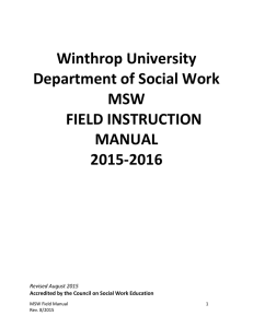 Winthrop University Department of Social Work MSW