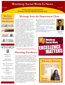 Winthrop Social Work E-News Message from the Department Chair Web Links: