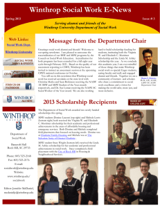 Winthrop Social Work E-News Message from the Department Chair Web Links: