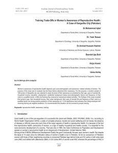 Training Trade-Offs in Women’s Awareness of Reproductive Health: MCSER Publishing, Rome-Italy