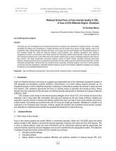 Weekend School Face- to-Face tutorials Apathy in ODL. MCSER Publishing, Rome-Italy