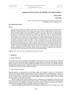 Employment Policy and the Labor Mobility in the Western Balkans