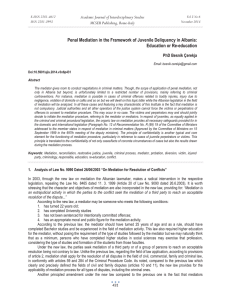 Penal Mediation in the Framework of Juvenile Deliquency in Albania: