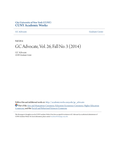 GC Advocate, Vol. 26, Fall No. 3 (2014) CUNY Academic Works